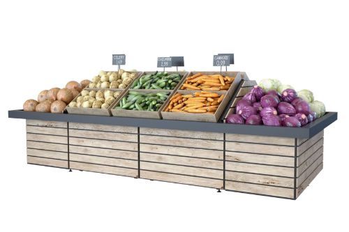 Bilde av frukt og grønt øy i butikk, fra Smart Supply