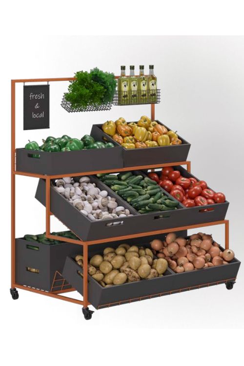 Trappebord for frukt- og grøntavdeling i butikk med ekstra hylle, av Smart Supply